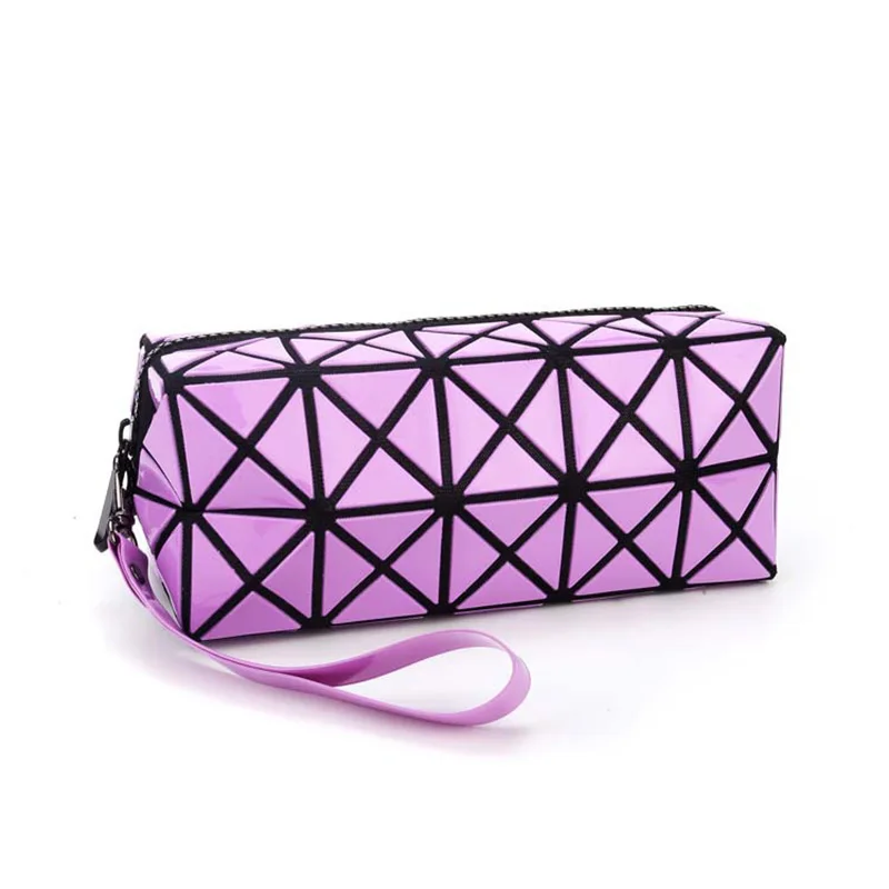 Fashion Portable Makeup Bag Folding Package PU Leather Makeup Bags Women Geometric Zipper Cosmetic Bag Mini Bolso Organizer Bags (22)