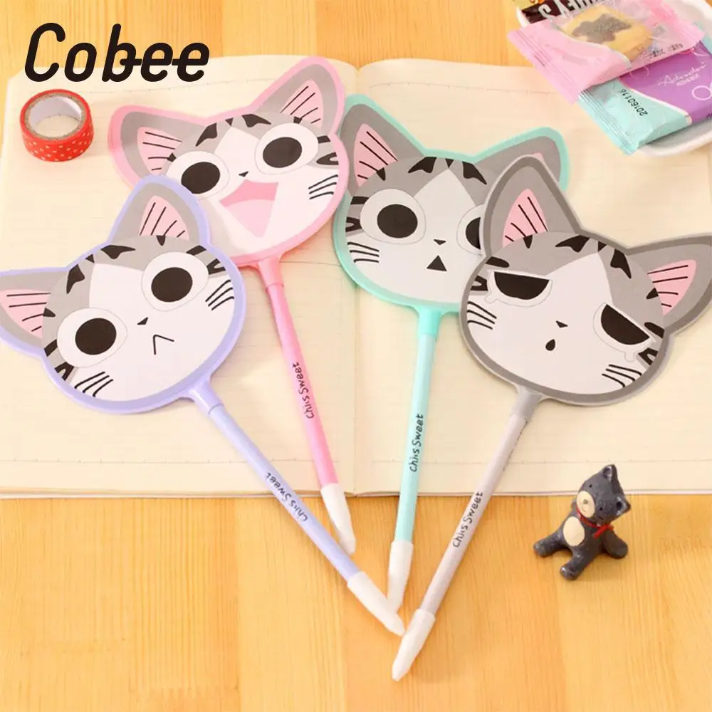 

4PCS Cobee Gel Pen Ink Pen Cartoon Cat Fan Study Stationery Writing Supplies Random Color Children gift school office supplies