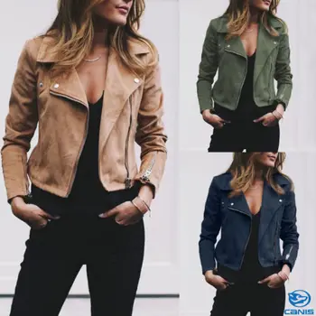 

Women Ladies Leather Jacket Coats Zip Up Biker Flight Casual Top Coat Outwear