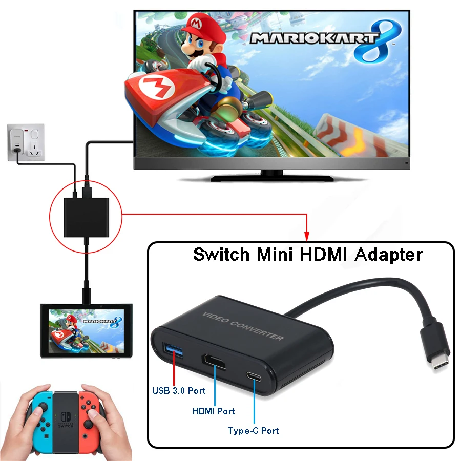 Nintend Переключатель HDMI адаптер тype C концентратор USB к Мини ТВ док станции HD