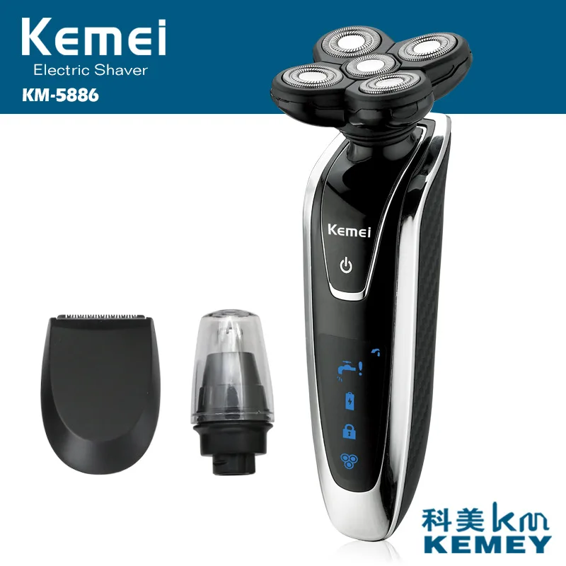 Kemei 3 in1 rechargeable electric shaver razor for men 5 Blade Washable shaving machine Face Care 5D Floating KM-5886 | Бытовая техника