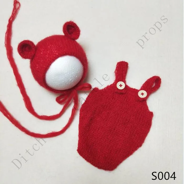 handmade mohair teddy bear hat+ shorts Newborn photography props - Color: S004