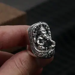 Одноцветное Серебро 925 массивное кольцо для Для мужчин слон Geneisha кольцо 100% натуральная 925 пробы серебро Для мужчин s ювелирные изделия