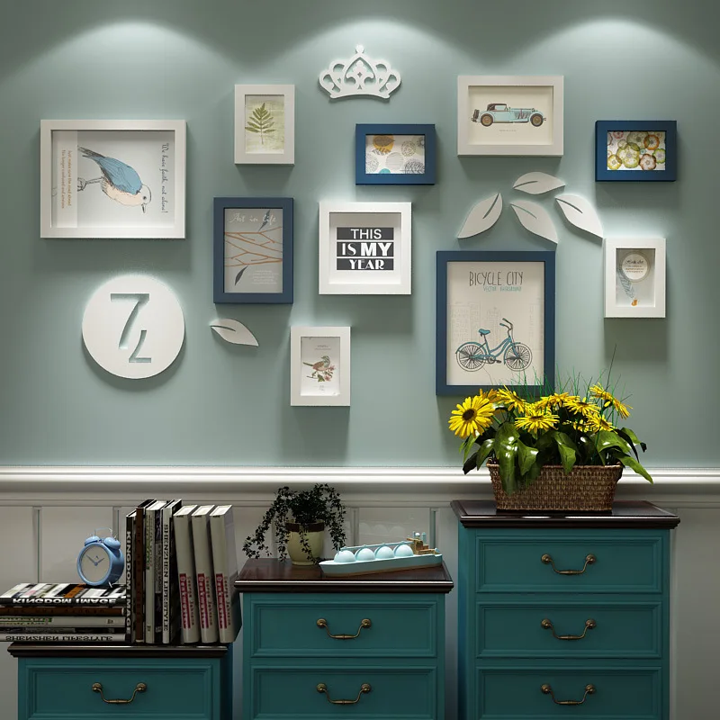 

Garden Wall Creative Photo Frame Wood Photo Wall Living Room Creative Wall Combination Hanging Photo Frame Murals Decoration