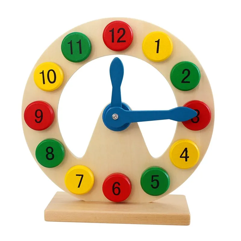 Wooden Montessori Infant Toys Clock Learning Materials Educational