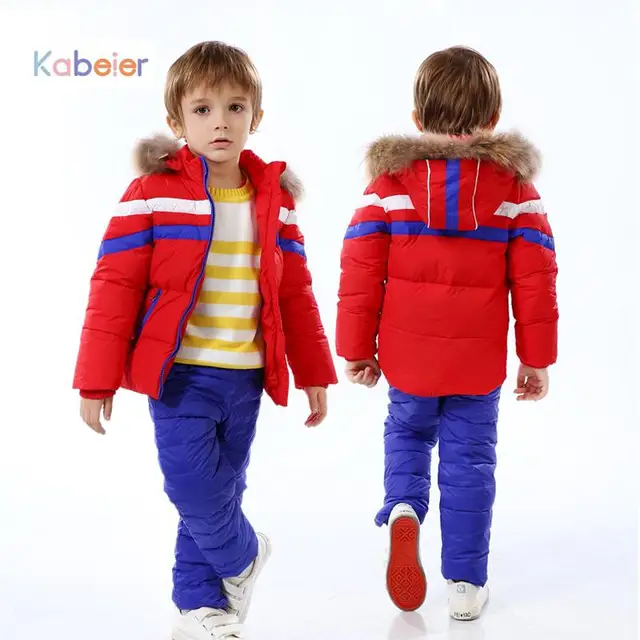 Children Boy Winter Snow Ski Clothing Sets Brand 100% Feather High ...