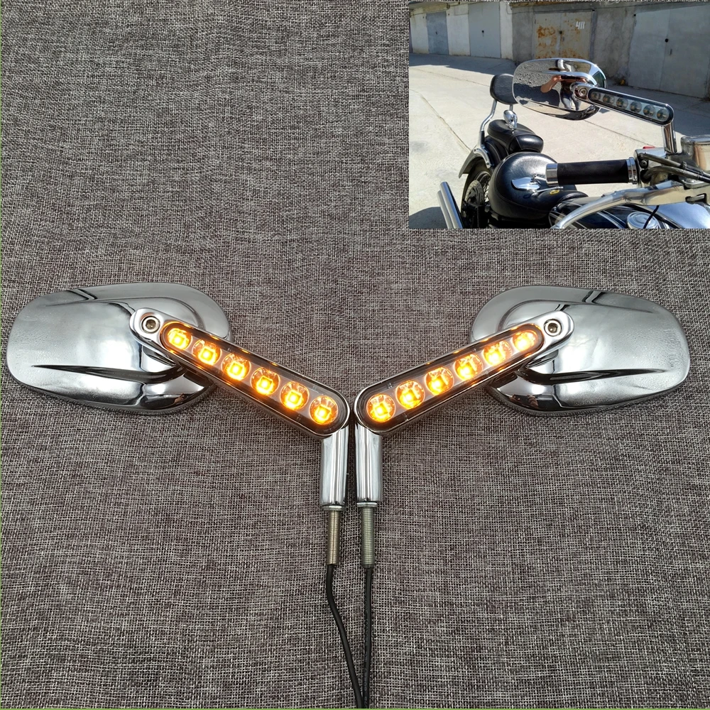 

Chrome Rear View Mirrors Muscle LED Turn Signals Light case for Harley V-ROD V ROD VRSCF