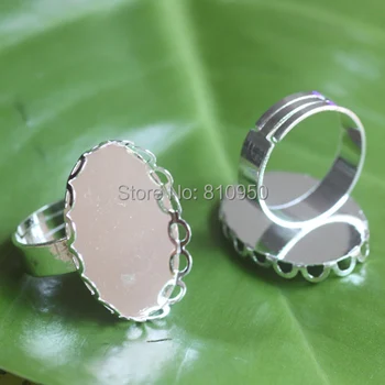 

Wholesale Ring Settings Blank Tary size: 18x25mm Brass Silver Plated Fashion Jewelry Rings Lace Pad Cameo Base Setting Accessory