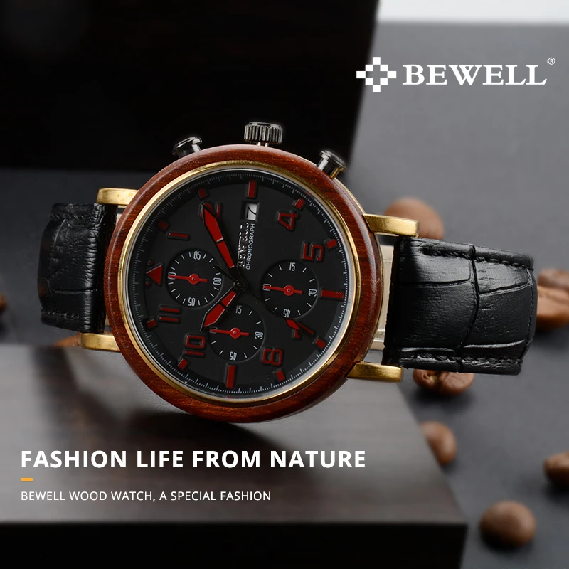 BEWELL WOODEN WATCH