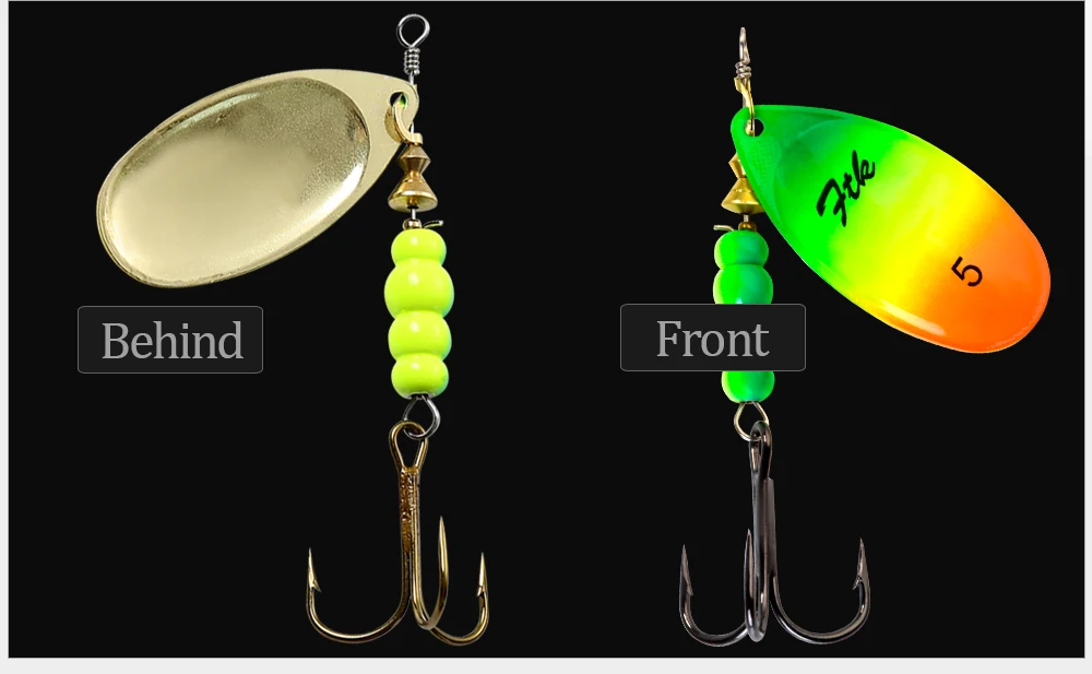 FTK New 1#-5# 5pcs/lot or 4pcs/lot Similar as Copper Spinner Bait Fishing Lure With Treble Hooks Hard Baits Spoon Pike