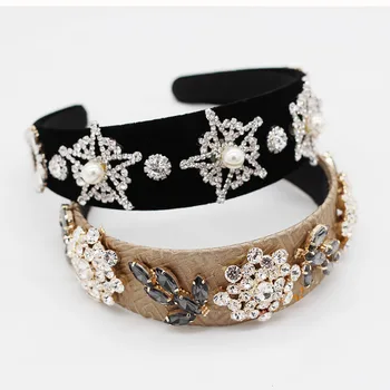 

New Baroque five-pointed star rhinestone pearl geometric headband dance party cocktail personality headband 966