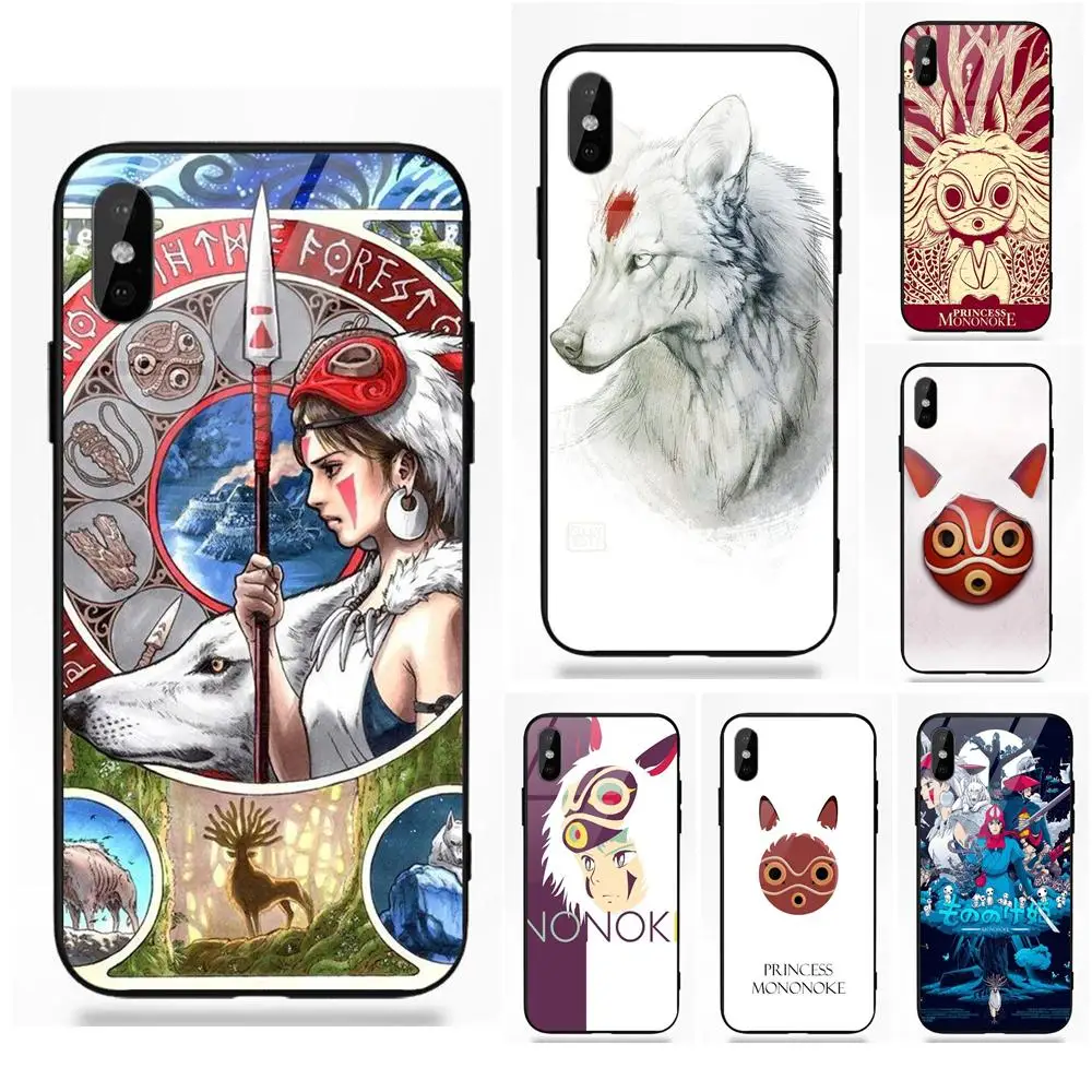 Vvcqod Anime Princess Mononoke Soft TPU Frame+Tempered Glass Patterns For Apple iPhone 5 5C 5S SE 6 6S 7 8 Plus X XS Max XR | Мобильные