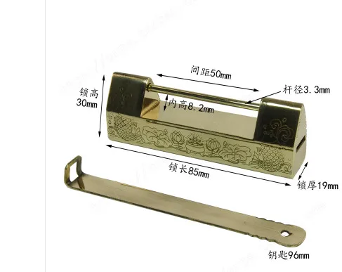 

A013 Chinese antique Auspicious fish Antique Chinese antique copper lock copper lock bolt lock cross open padlock