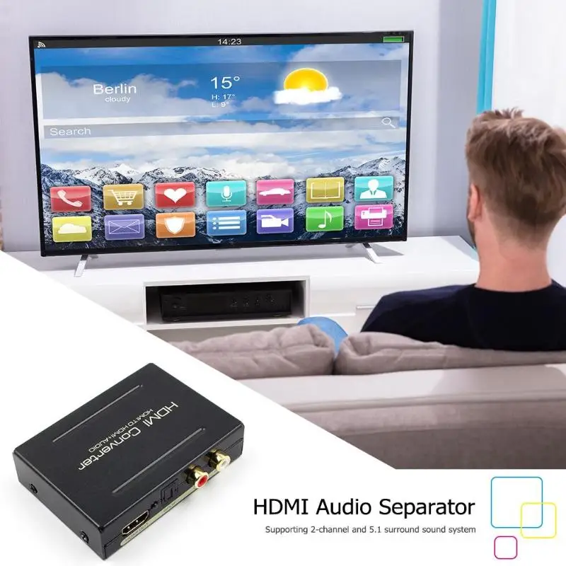 HDMI к видео аудио экстрактор адаптер конвертер сплиттер SPDIF + RCA L/R| |