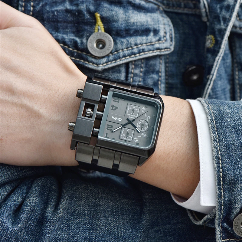 Oulm メンズスクエアクォーツ時計 オリジナルデザイン ラージダイヤル カジュアルレザーストラップ スポーツウォッチ Quartz Watches Aliexpress
