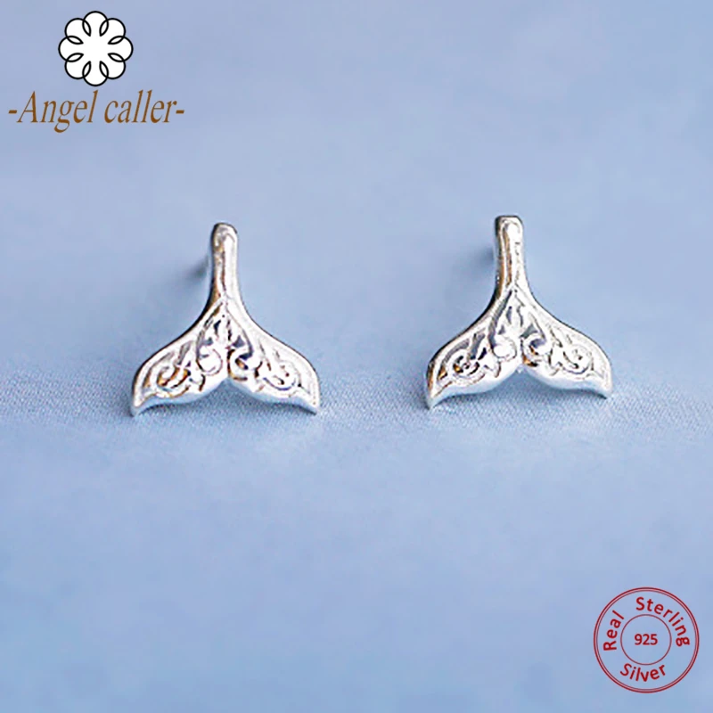 Серьги гвоздики Angel Caller из подлинного серебра 925 пробы с морским океаном и