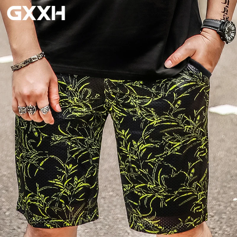 GXXH tide Брендовые мужские повседневные шорты больших размеров летние свободные тонкие камуфляжные пляжные шорты с пятью точками размер XXL 6XL
