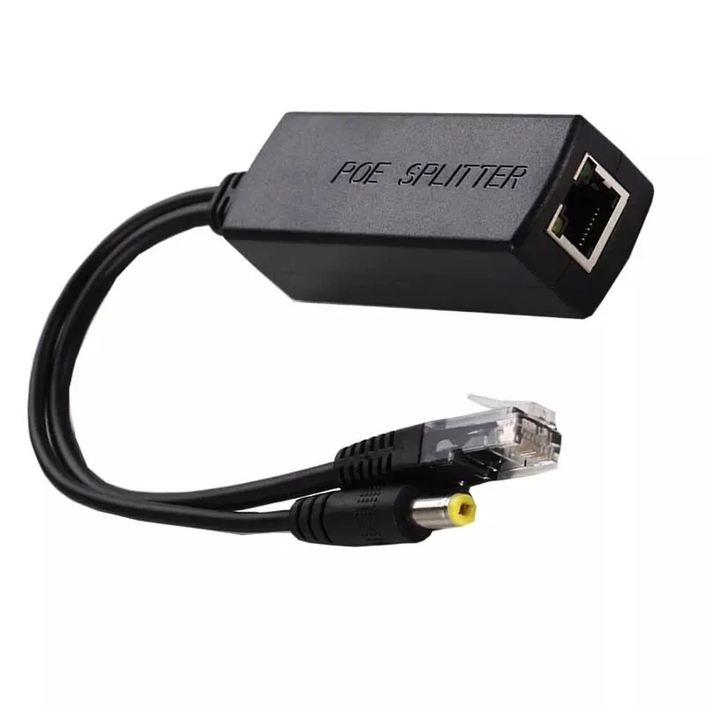 

15W Active PoE Splitter Power Over Ethernet 48V to 12V 1A-2A IEEE802.3af Standard type POE Adapter cable Black color