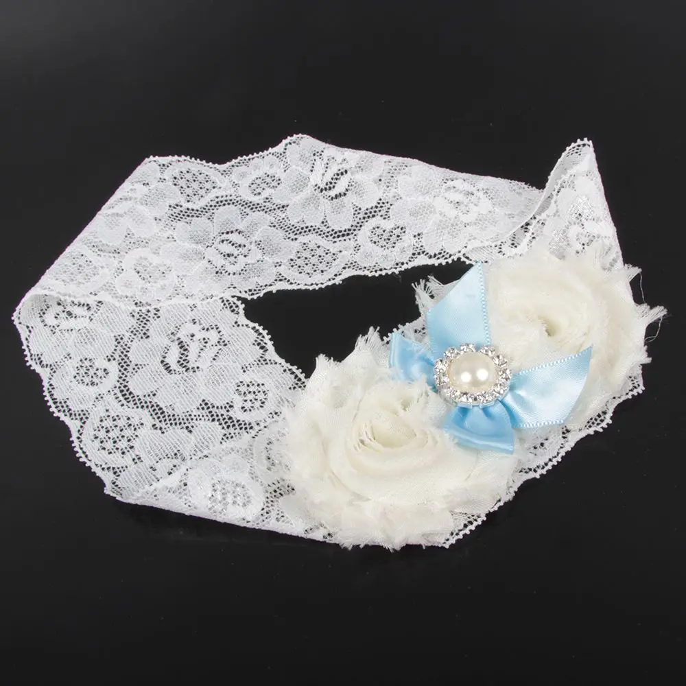 1 шт. элегантная белая кружевная Свадебная подвязка с синим жемчугом и бантом, украшение, подвязка с цветами, пояс, сексуальная женская белая Красивая подвязка