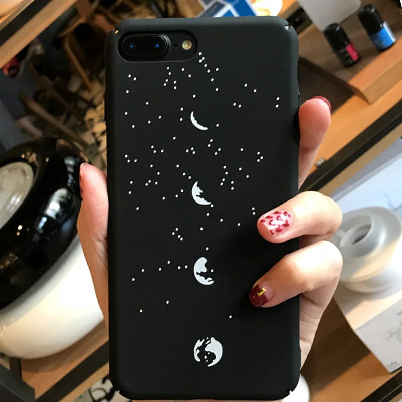 Moon Eclipse Black Matte Phone Case For iPhone 8 8plus 7 Plus Cases Clear iphone 6 s 6s Cover Coque |