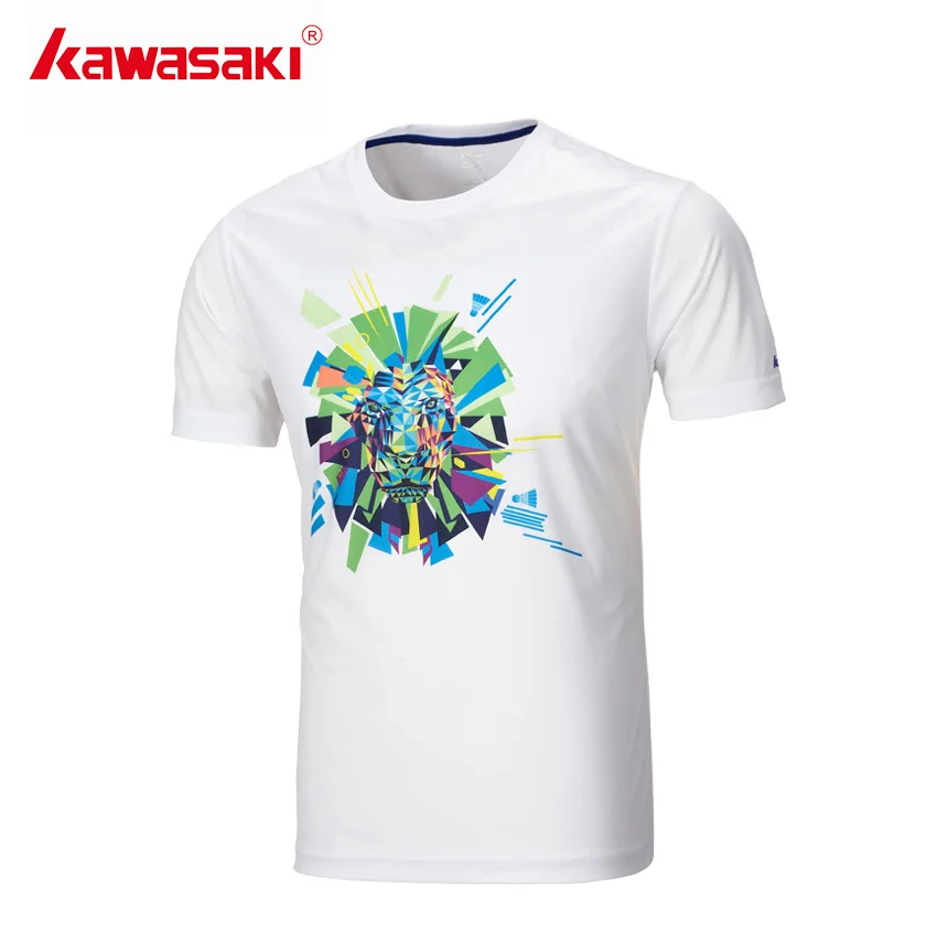 

Kawasaki Brand Short Sleeve Fitness Running T-Shirt Men Quick Dry Polyester Breathable White Sports T Shirt O Neck ST-171032