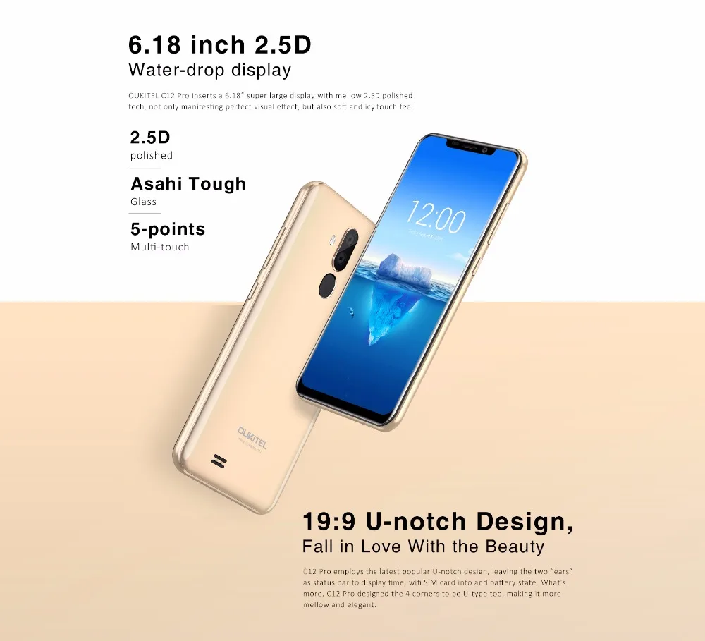 Oukitel C12 Pro Face ID 6 18 дюйма 19:9 u вырезка Дисплей Android 8 1 2 GB Оперативная память 16 Гб