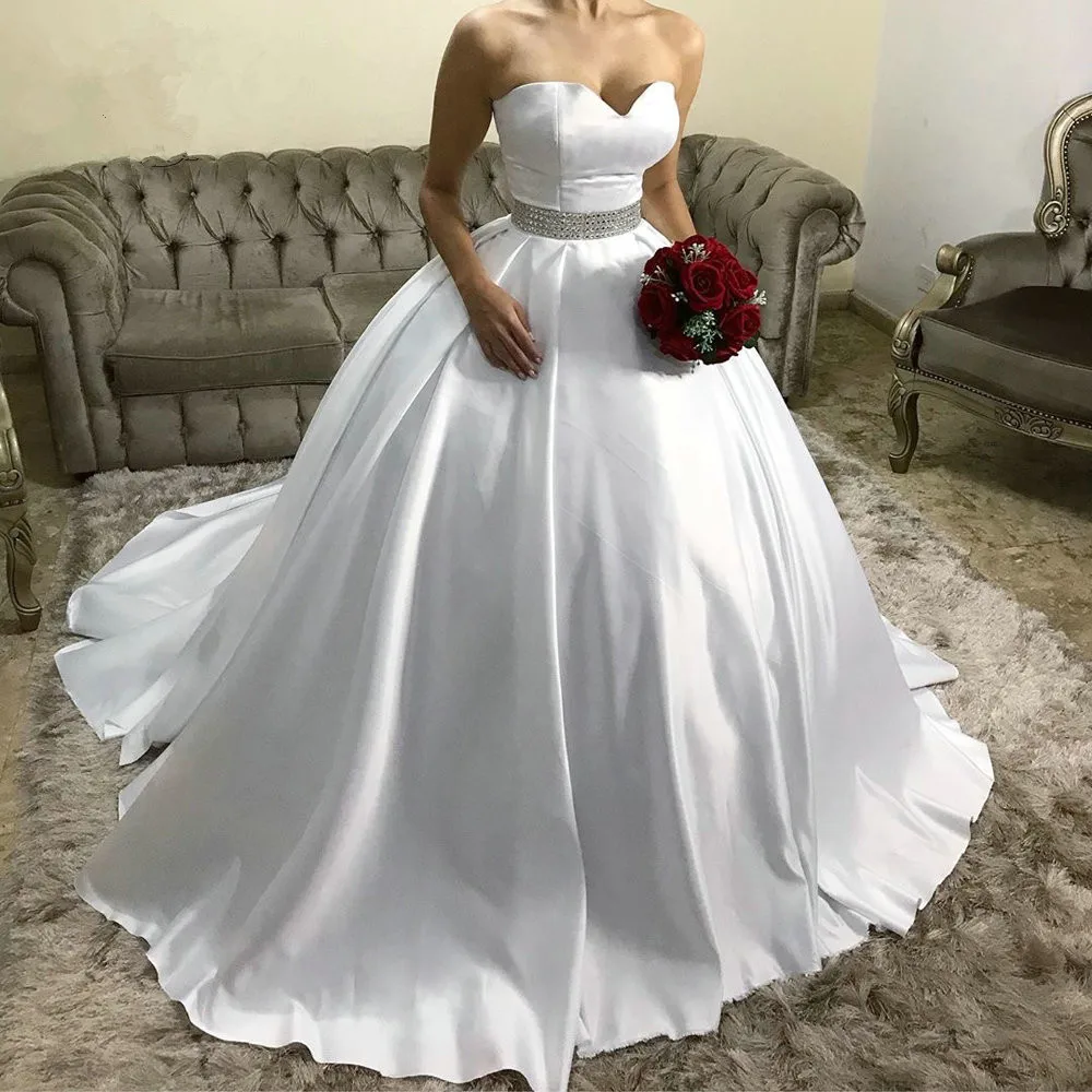 2019 бальное платье свадебное с вуалью без бретелек пояском изящные свадебные