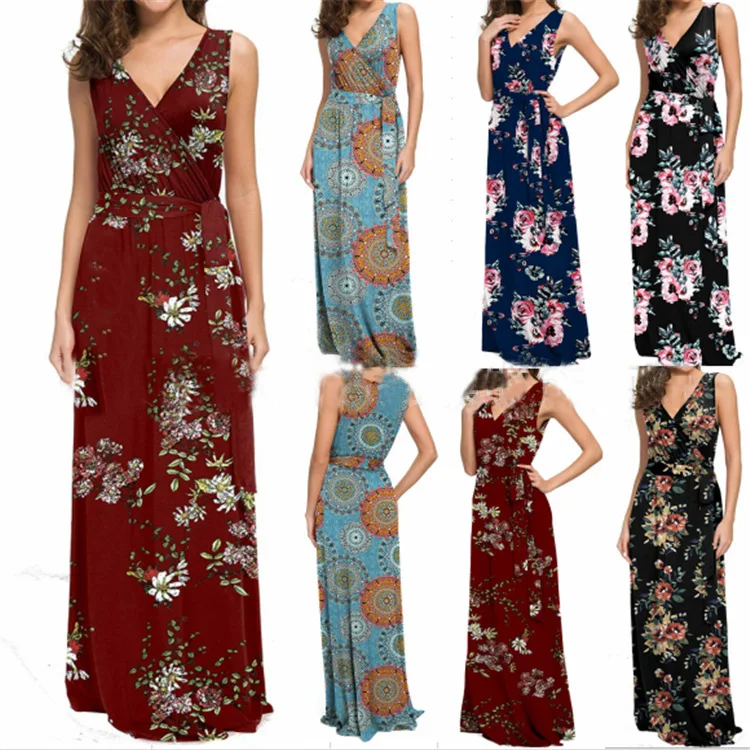 Женское летнее платье для беременных Boho Maxi вечернее платье без рукавов пляжные платья Сарафан цветочный летний femme vestidos