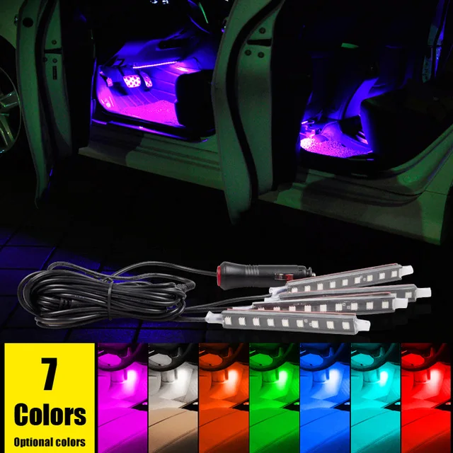 

4In1 Car style Auto Interior Atmosphere Floor Strip Lamp For Chevrolet Lanos Malibu Metro Monte Carlo MW Niva Sail Sonic Spark