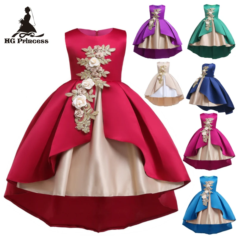 

Free Shipping Hot Sales Child Dress 2019 New Arrival Purple Flower Girl Dresses For Weddings Party Princess Kids Evening Gowns