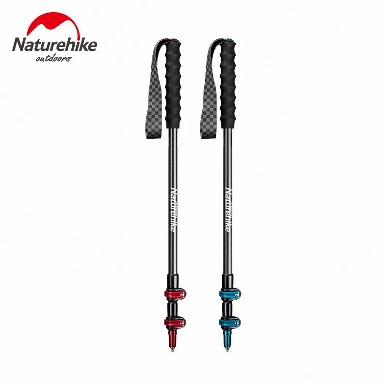 Naturehike Outdoor Ultralight Walking Stick Protable Hiking Carbon Fibers Trekking Poles 3 Section Outer Lock Stick Skiing Stick