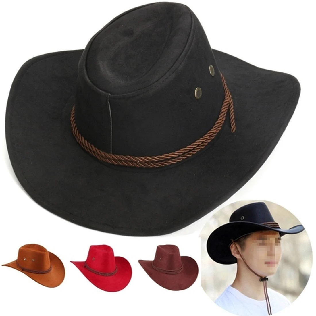 Модная Ковбойская шляпа в западном стиле, туристическая Кепка, уличная джазовая шляпа с широкими полями, замшевая уличная шляпа от солнца, новинка, унисекс
