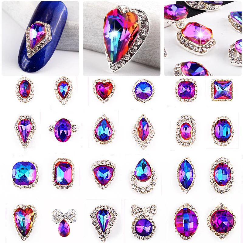 

3Pcs/lot Flame Colorful Nail Rhinestone Mix Size Clear AB Color Crystal Glass Stone 3D Nail Art Decorations DIY Manicure