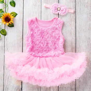 

2 PCS Toddler Baby Outfits Set Girls Sleeveless Flower Dress +Headband Baby Dresses Girl Sukienka Niemowleca
