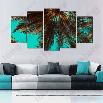 

Coconut Trees Tropical Plants 5 Pieces Modular Pictures for Bedroom Kitchen Bathroom Wall Decor Leaves Artwork Drop Shipping