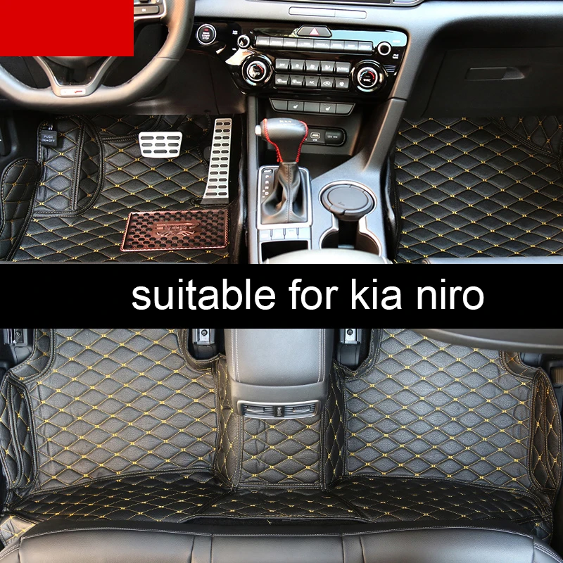 

lsrtw2017 luxury fiber leather car interior floor mat for kia niro 2016 2017 2018 2019 2020