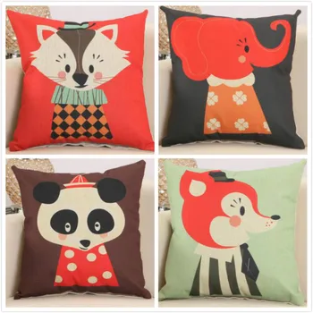 

Cute cartoon children sweet animal printed linen cushion Cushion Cover covers sofa bed car home room Dec square wholesale FG151