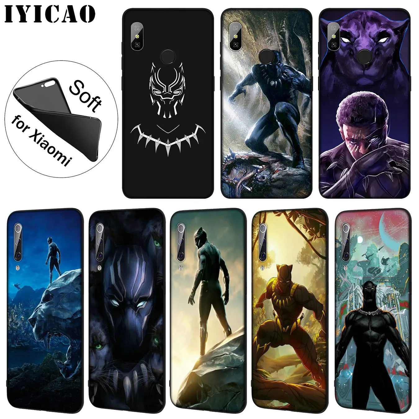 IYICAO Black Panther Marvel Soft Silicone Phone Case for Xiaomi Mi 10 9 9T CC9 CC9E 8 SE A3 Pro A1 A2 Lite 6 pocophone f1 |