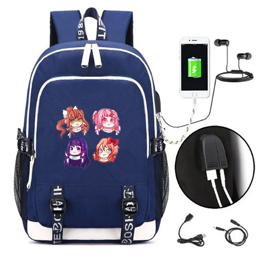 Аниме Doki Literature клубный рюкзак сумка ж/USB порт/наушники рюкзак сумка подростковый школьный ноутбук Косплей - Color: Style 10