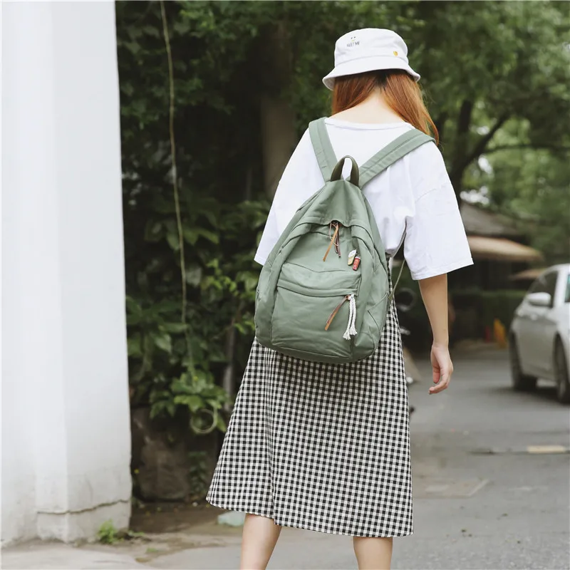 Menghuo Women Backpack for School Teenager Girls Vintage Stylish School Bag Ladies Cotton Fabric Backpack Female Bookbag Mochila (44)