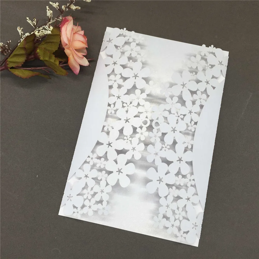  40 PCS Romantic Iridescent Paper Wedding Invitation Card Carved Flower Pattern Hollow Out Crafts Ca - 32761028628