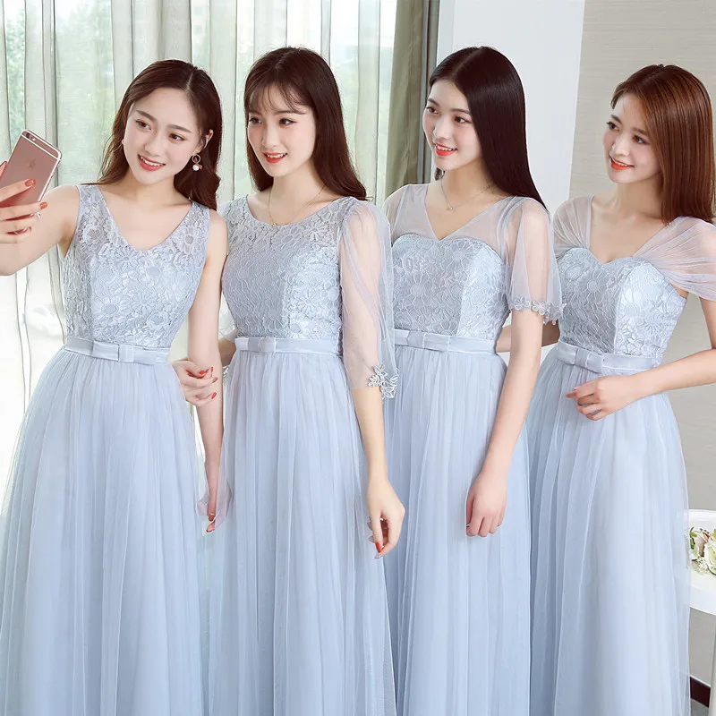 Light Gray Bridesmaid Dresses Light Grey Pink Short Sleeve