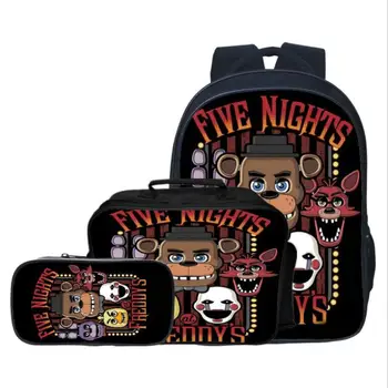 

New Style 3pcs/set Five Night At Freddy Kids Baby School Bags FNAF Cartoon Children Backpacks for Boys Schoolbag Girls Bookbag