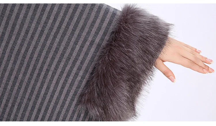 RUNMEIFA имитация лисьего меха женская осенняя и зимняя мода стиль Свободный вязаный кардиган размер шаль накидка плащ пальто