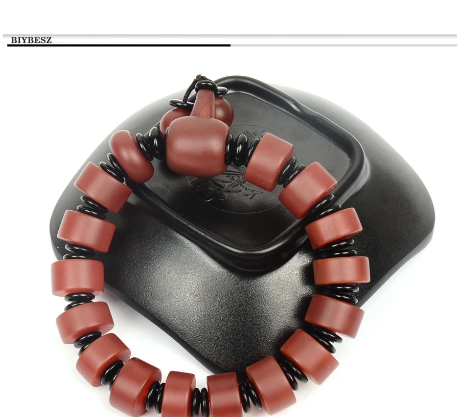 DZI Jewelry Red Stone round Natural agat bead Elastic Bracelets Charm Men's Bracelet Daily accessories Fashion present For him (3)