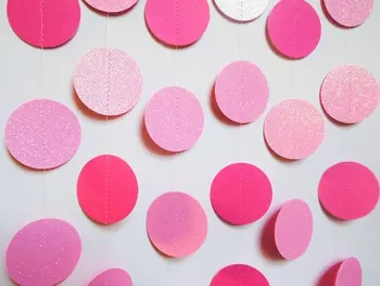 

Light and Bright Pink Glitter Circle Garland, Paper Dot Garland, Birthday Party Decor, Baby Shower Decoration
