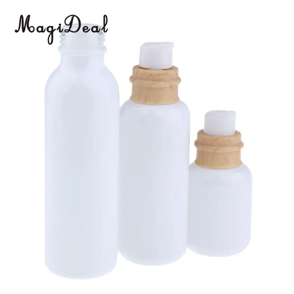 Kesoto 3pcs Empty Glass Makeup Refillable Container Face Cream Pump Bottle for Travel 50ml 120ml 150ml