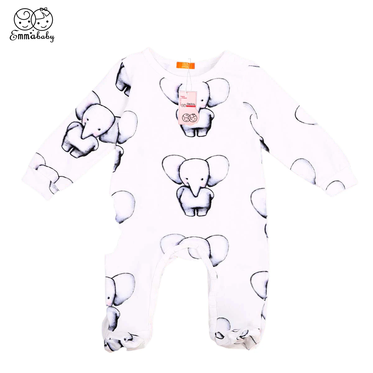 New lovely Newborn Baby Boy Girls Elephant print Clothes Cotton long