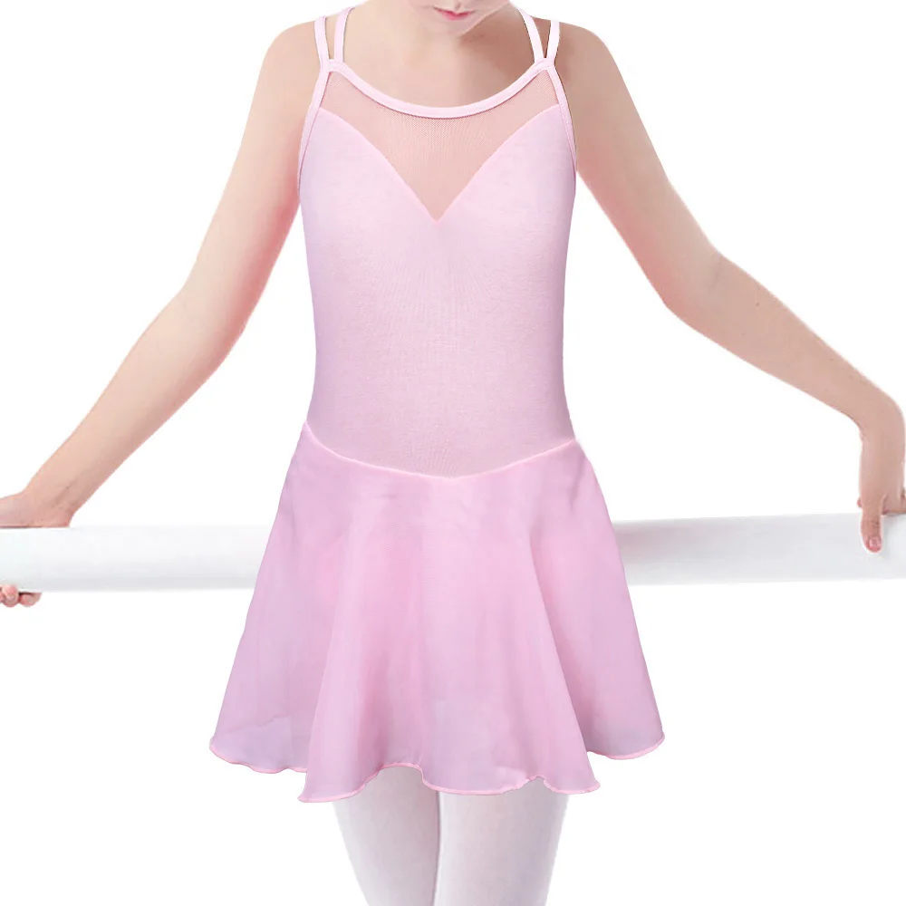 1 предмет, танцевальные балетные туфли для маленьких девочек платье с принтом купальник с коротким рукавом, балетная пачка, вечерние платья для катания на коньках SZ3-8Y - Цвет: B186 Pink