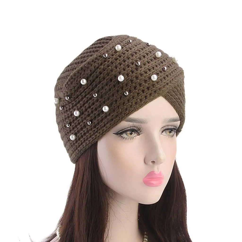 Warm Women Ladies Retro Winter Knitting Hat Turban Brim Hat Cap Pile